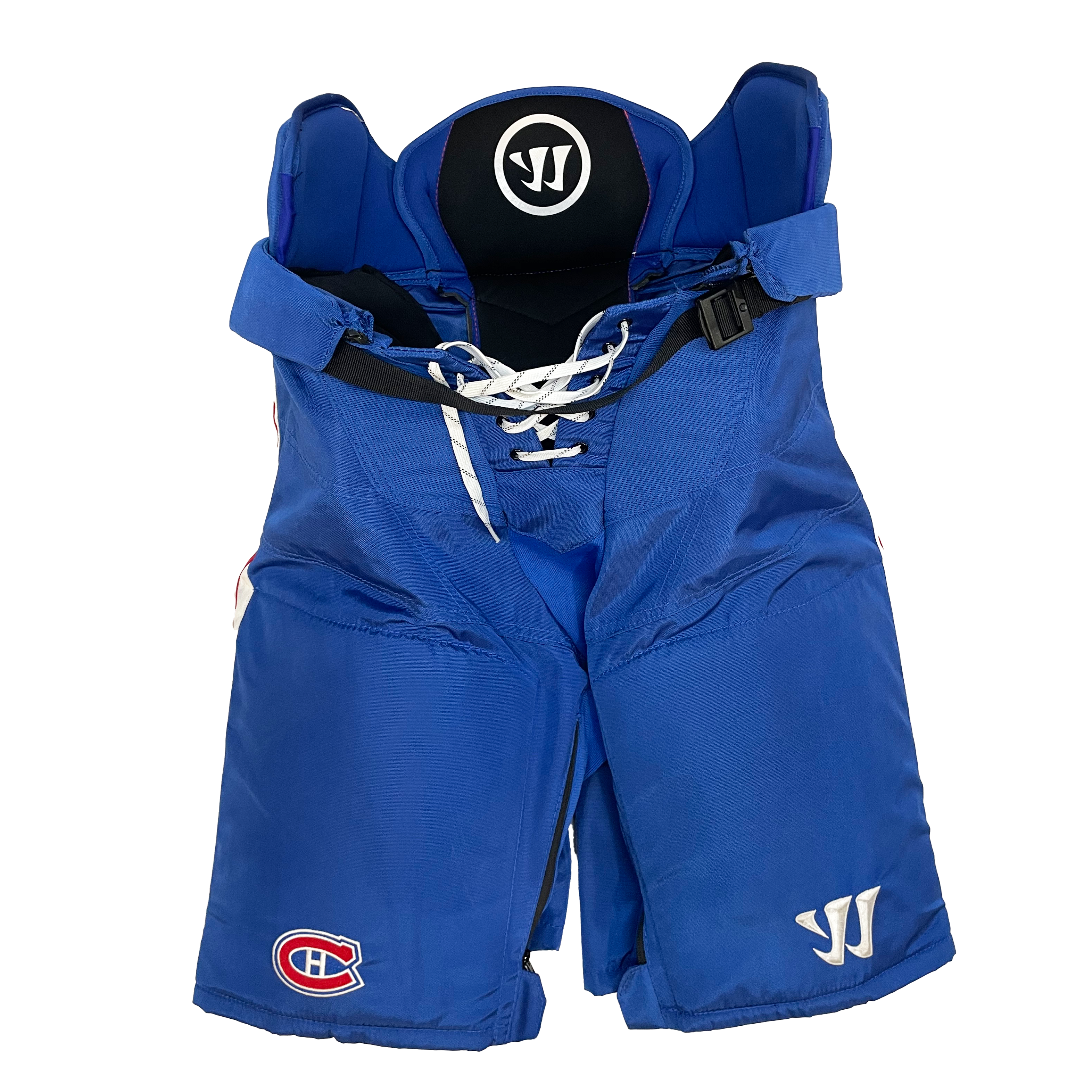 Warrior Covert - Pantalon de hockey Pro Stock de la LNH d'occasion - Canadiens de Montréal (bleu/blanc/rouge)